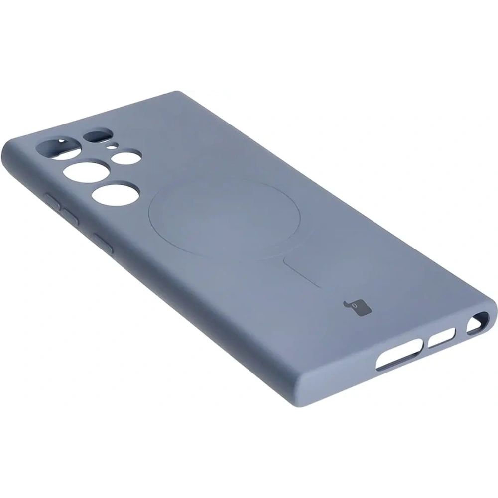 Etui silikonowe z pierścieniem magnetycznym Bizon Case Silicone Magnetic do Samsung Galaxy S23 Ultra szare