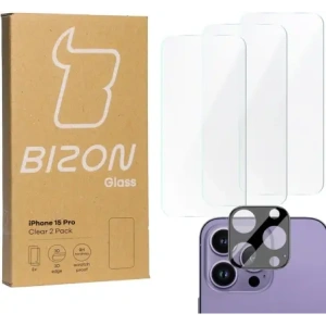 Kup 3x Szkło na ekran + szkło na aparat BIZON Clear do Apple iPhone 15 Pro - BIZ3595 - {ean13} - Sklep Home Screen