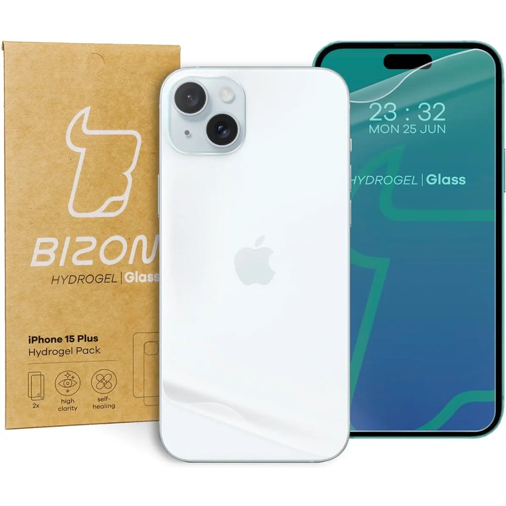 Folia hydrożelowa na tył i przód Bizon Glass Hydrogel Pack do Apple iPhone 15 Plus