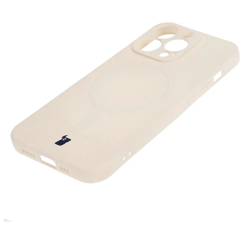 Etui silikonowe z pierścieniem magnetycznym Bizon Case Silicone Magnetic do Apple iPhone 13 Pro beżowe