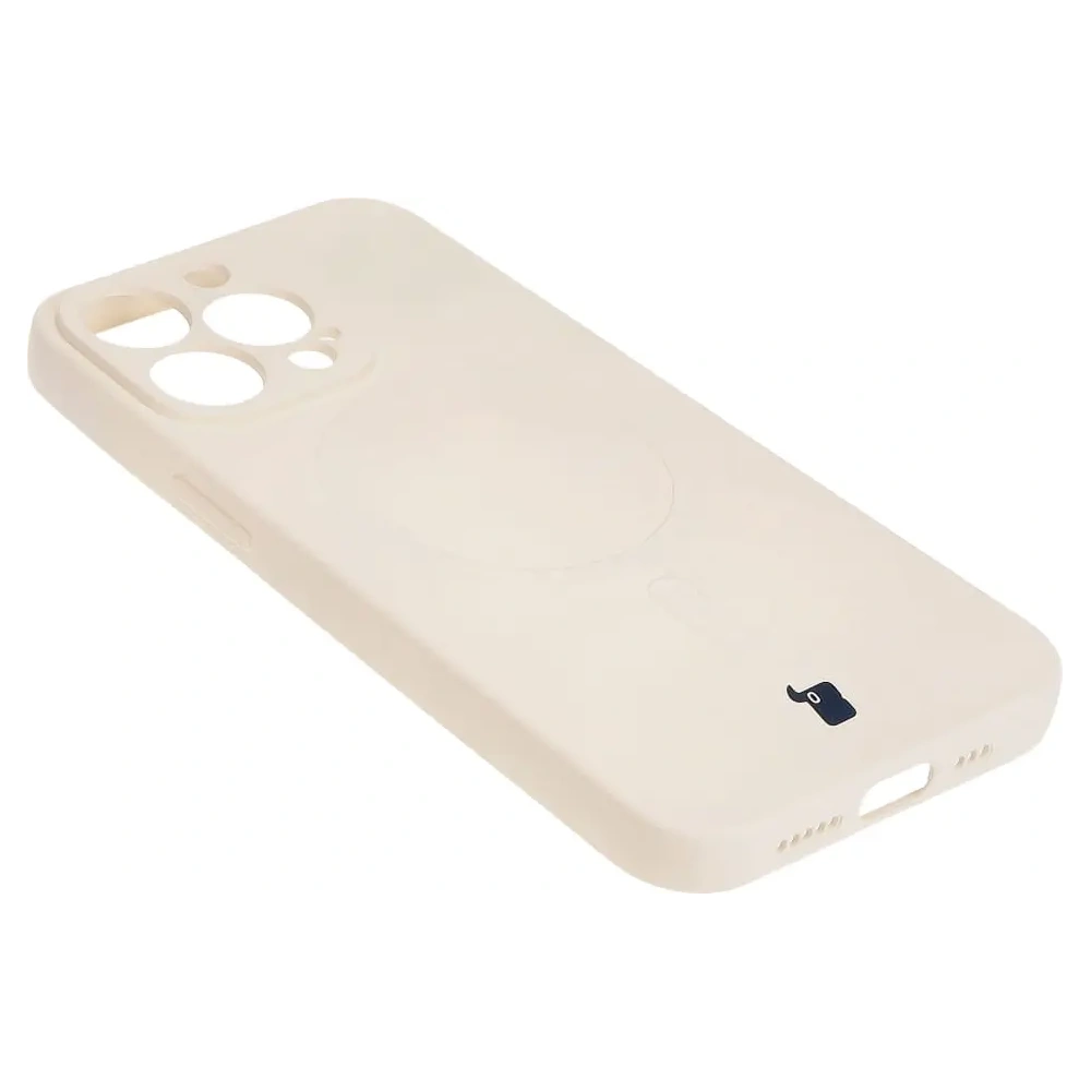Etui silikonowe z pierścieniem magnetycznym Bizon Case Silicone Magnetic do Apple iPhone 13 Pro beżowe