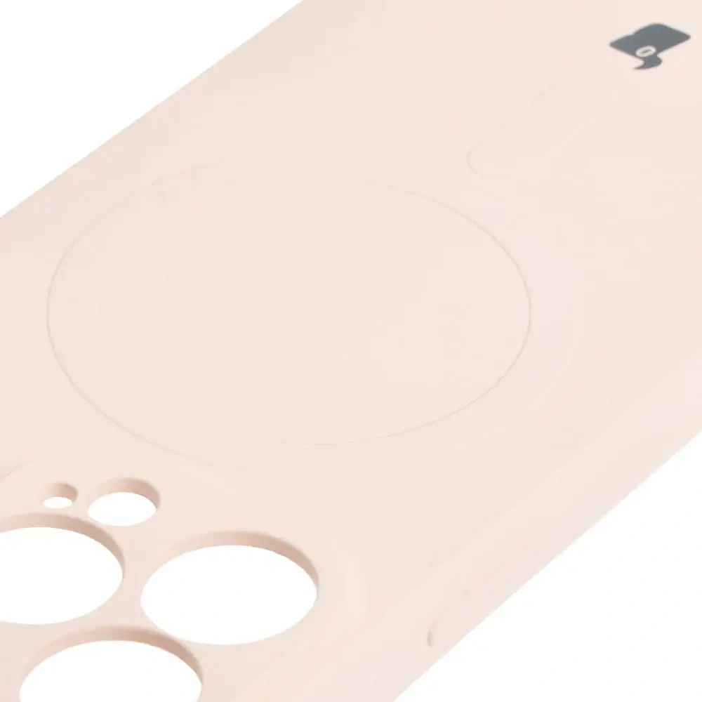 Etui silikonowe z pierścieniem magnetycznym Bizon Case Silicone Magnetic do Apple iPhone 13 Pro beżowe