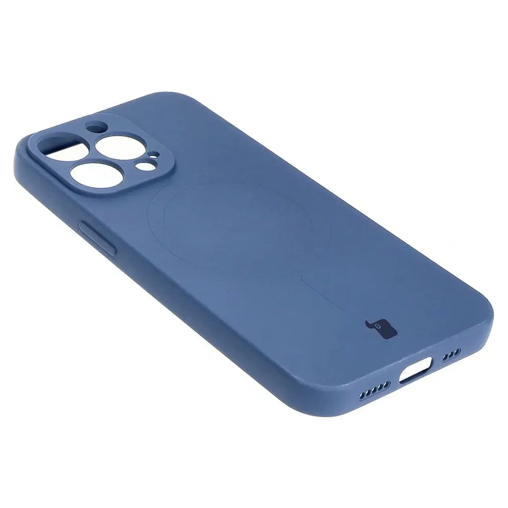 Etui silikonowe z pierścieniem magnetycznym Bizon Case Silicone Magnetic do Apple iPhone 13 Pro granatowe