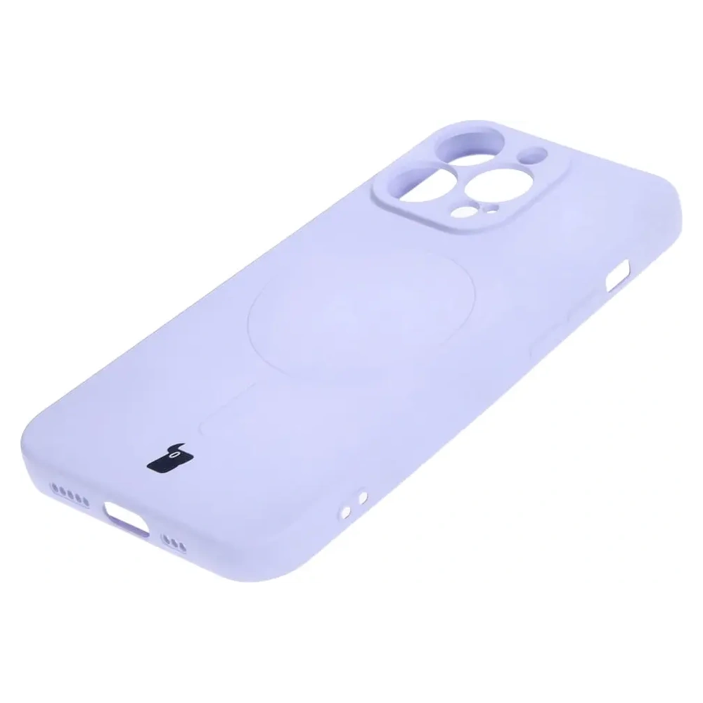 Etui silikonowe z pierścieniem magnetycznym Bizon Case Silicone Magnetic do Apple iPhone 13 Pro jasnofioletowe