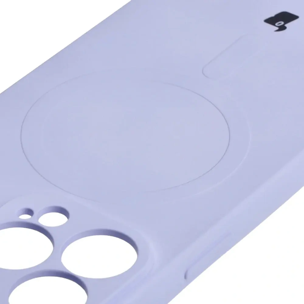 Etui silikonowe z pierścieniem magnetycznym Bizon Case Silicone Magnetic do Apple iPhone 13 Pro jasnofioletowe