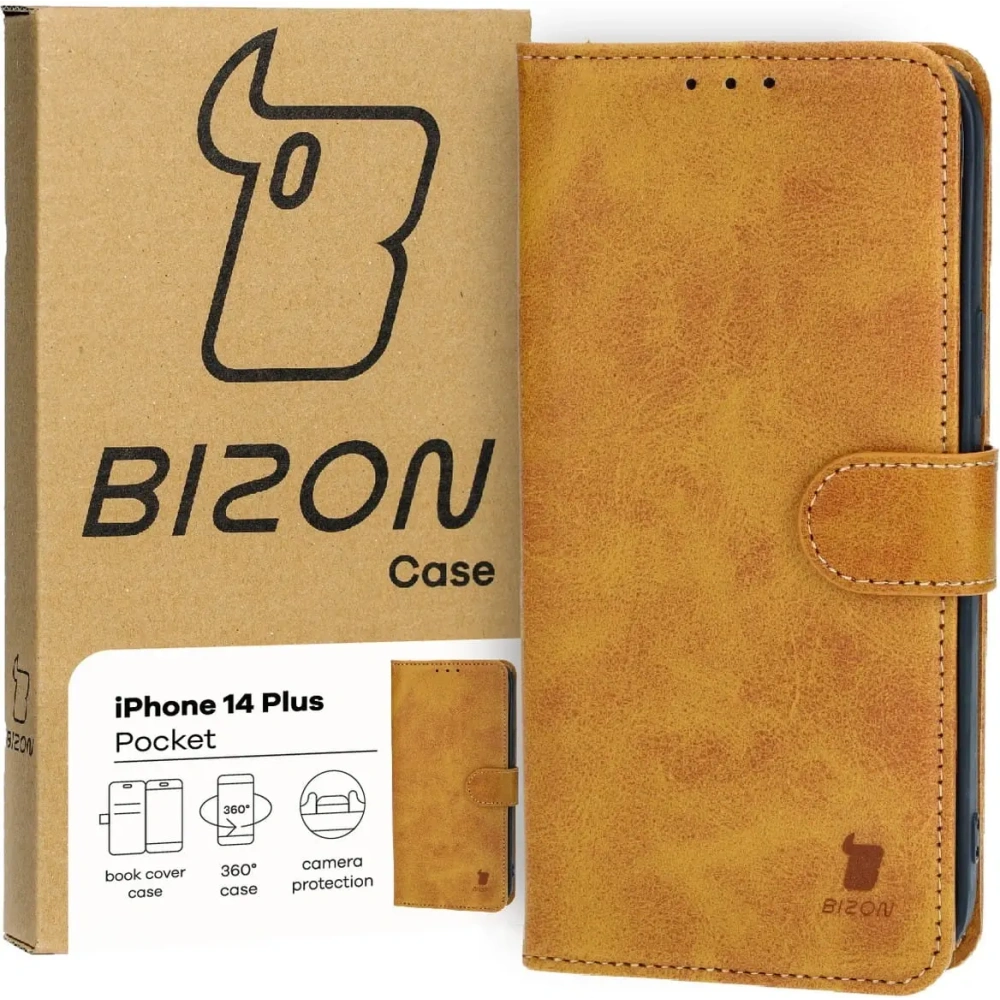 Etui z klapką Bizon Case Pocket do Apple iPhone 14 Plus brązowe