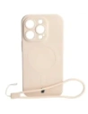 Etui silikonowe z pierścieniem magnetycznym Bizon Case Silicone Magnetic do Apple iPhone 14 Pro beżowe