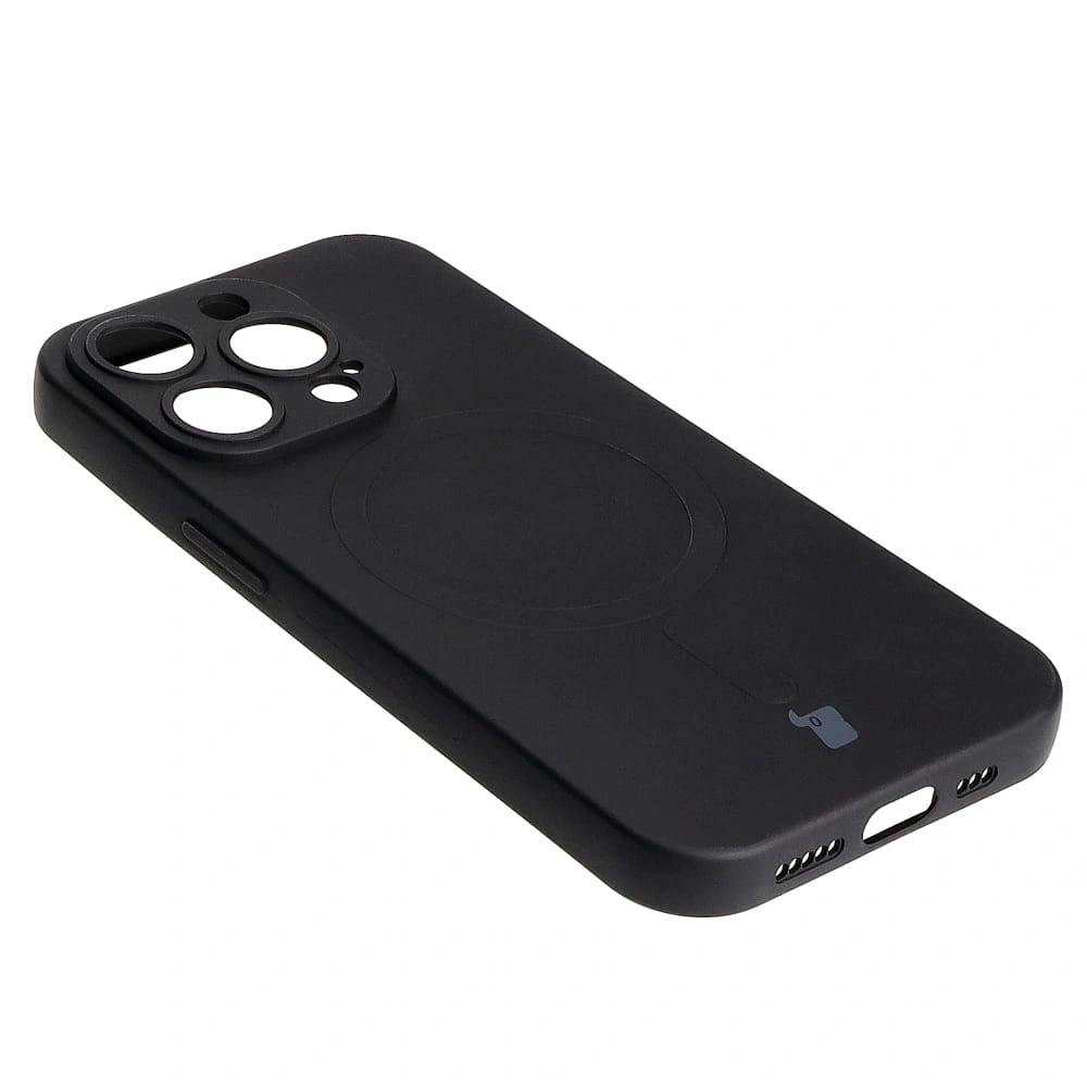 Etui silikonowe z pierścieniem magnetycznym Bizon Case Silicone Magnetic do Apple iPhone 14 Pro czarne