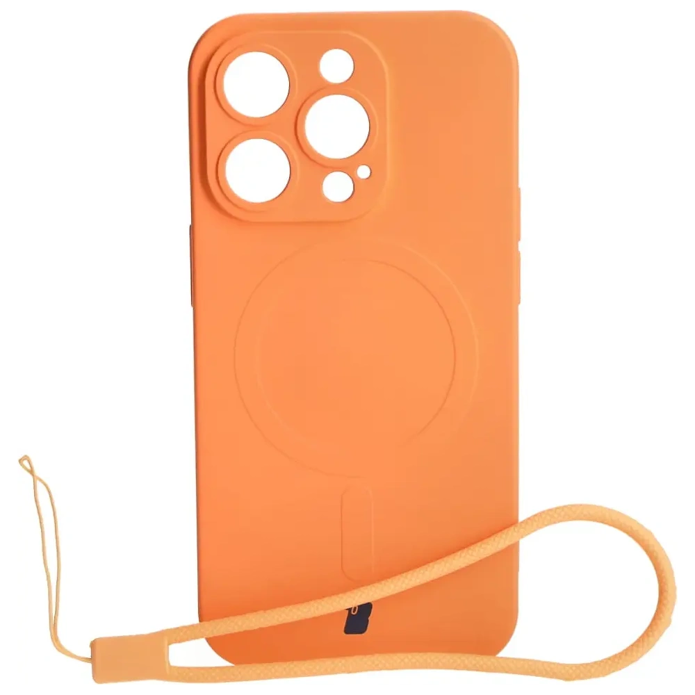 Etui silikonowe z pierścieniem magnetycznym Bizon Case Silicone Magnetic do Apple iPhone 14 Pro marchewkowe
