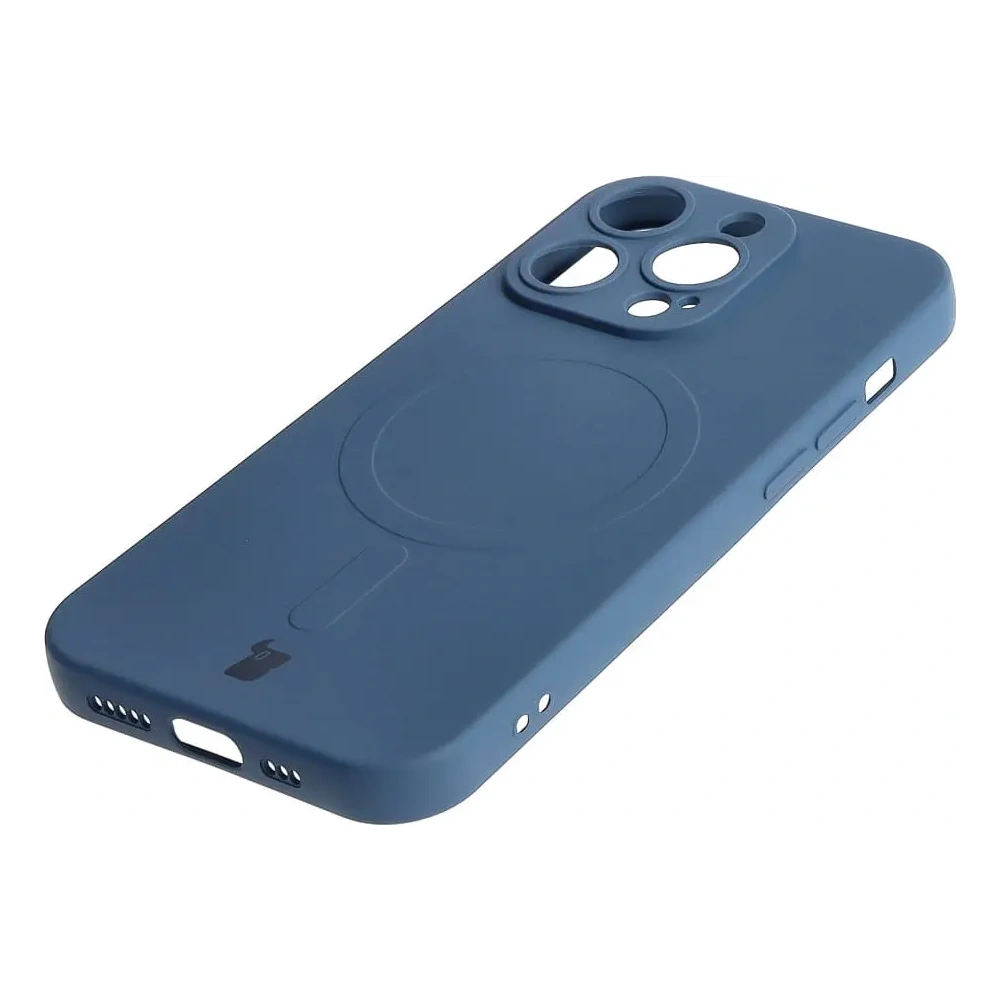 Etui silikonowe z pierścieniem magnetycznym Bizon Case Silicone Magnetic do Apple iPhone 14 Pro granatowe