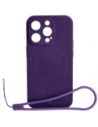 Etui silikonové s magnetickým kroužkem Bizon Case Silicone Magnetic pro Apple iPhone 14 Pro slivkové