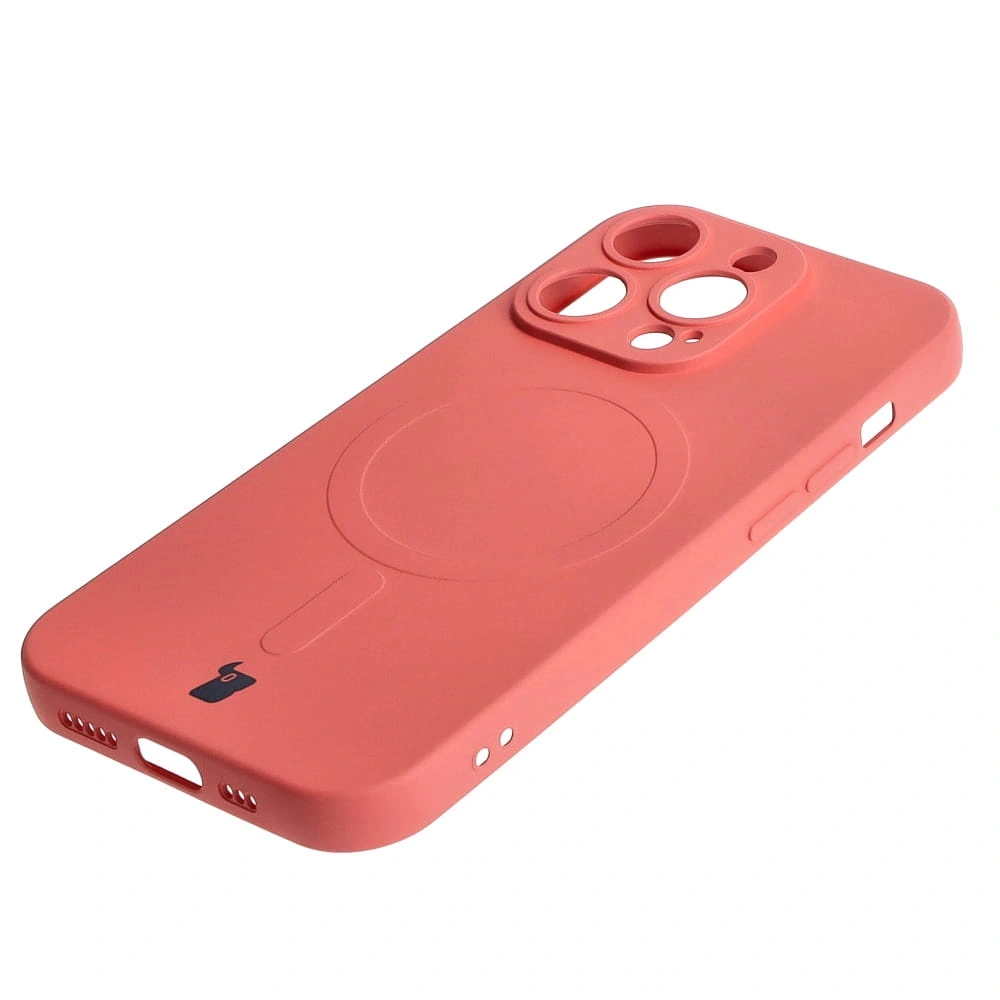 Etui silikonowe z pierścieniem magnetycznym Bizon Case Silicone Magnetic do Apple iPhone 14 Pro brudnoróżowe