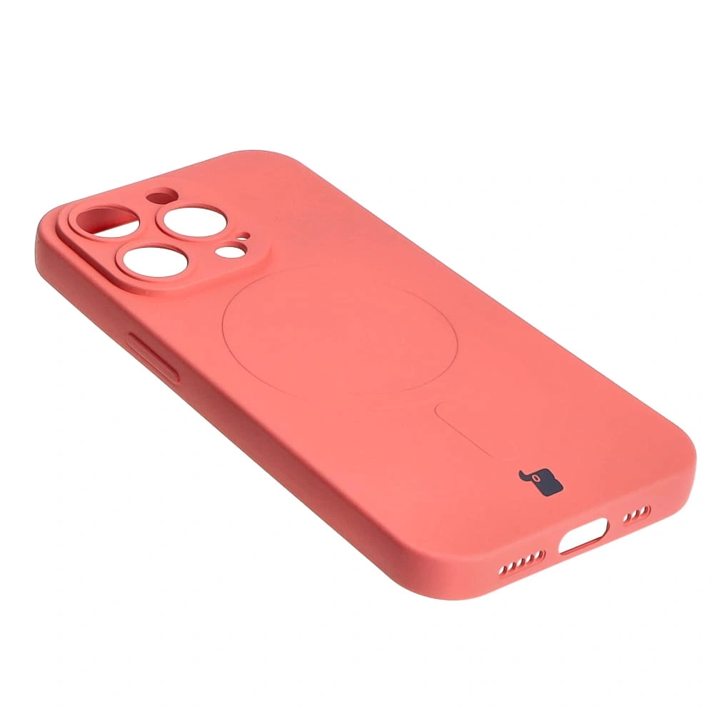 Etui silikonowe z pierścieniem magnetycznym Bizon Case Silicone Magnetic do Apple iPhone 14 Pro brudnoróżowe
