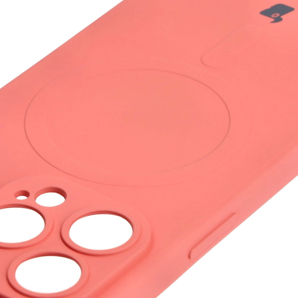 Etui silikonowe z pierścieniem magnetycznym Bizon Case Silicone Magnetic do Apple iPhone 14 Pro brudnoróżowe