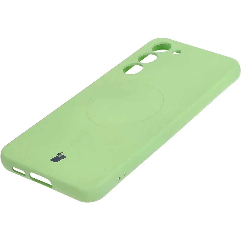 Etui silikonowe z pierścieniem magnetycznym Bizon Case Silicone Magnetic do Samsung Galaxy S23 Plus jasnozielone