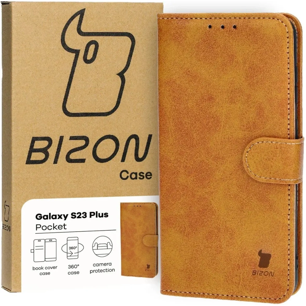 Etui z klapką Bizon Case Pocket do Samsung Galaxy S23 Plus brązowe