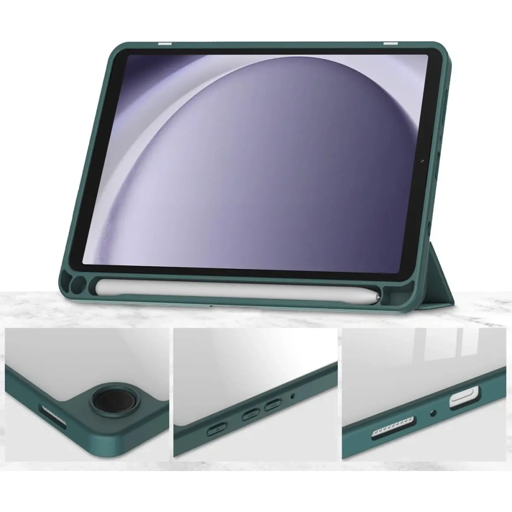 Etui Bizon Case Tab Clear Matt do Samsung Galaxy Tab A9 ciemnozielone