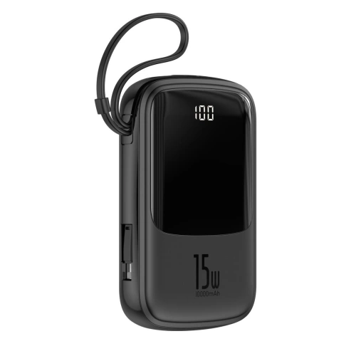 Kup Powerbank Baseus Qpow USB-C kábellel, 10000mAh, 3A, 15W (fekete) - BSU1428BLK - {ean13} - Sklep Home Screen