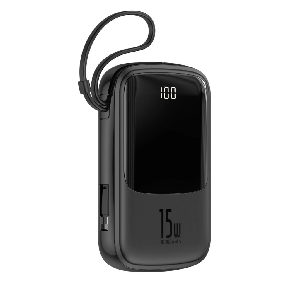 Powerbank Baseus Qpow z kablem USB-C, 10000mAh, 3A, 15W (czarny)