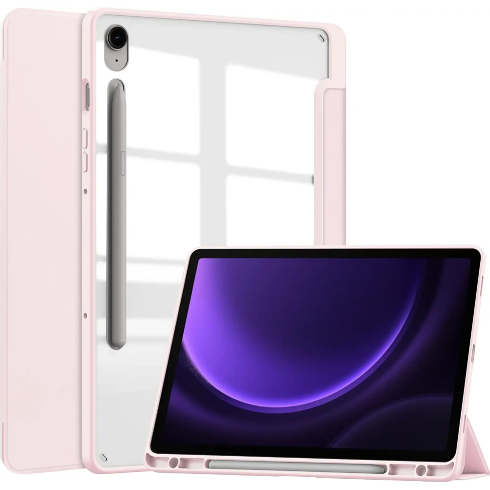 Etui Bizon Case Tab Clear Matt do Samsung Galaxy Tab S9 / S9 FE jasnoróżowe