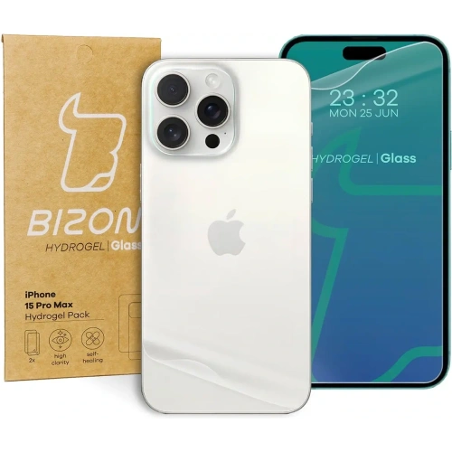 Kup Folia hydrożelowa na tył i przód Bizon Glass Hydrogel Pack do Apple iPhone 15 Pro Max - BIZ3648 - {ean13} - Sklep Home Screen