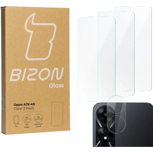 Kup BIZON Sticlă transparentă 3x pentru ecran + sticlă pentru cameră Oppo A78 4G - BIZ3649 - {ean13} - Sklep Home Screen