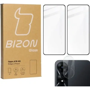 BIZON Edge 2x screen glass + camera glass Oppo A78 4G