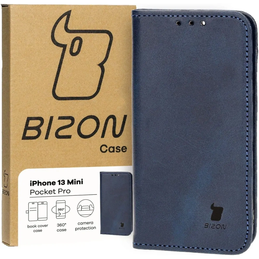 Etui z klapką Bizon Case Pocket Pro do Apple iPhone 13 Mini granatowe