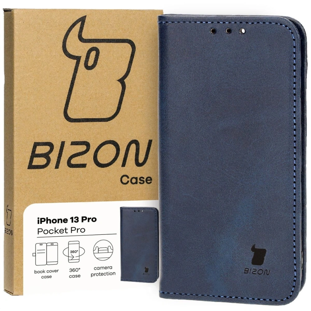 Etui z klapką Bizon Case Pocket Pro do Apple iPhone 13 Pro granatowe