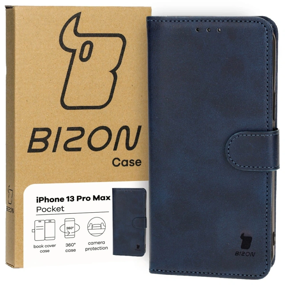 Etui z klapką Bizon Case Pocket do Apple iPhone 13 Pro Max granatowe