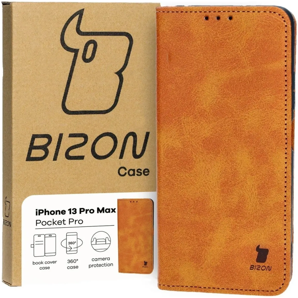 Etui z klapką Bizon Case Pocket Pro do Apple iPhone 13 Pro Max brązowe