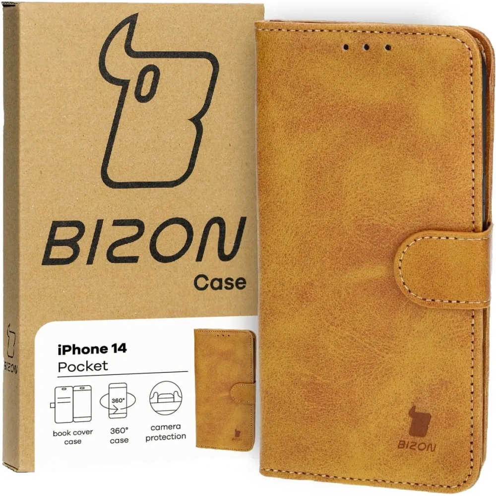 Etui z klapką Bizon Case Pocket do Apple iPhone 14 brązowe