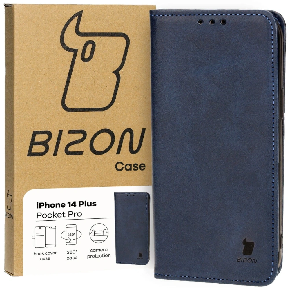 Etui z klapką Bizon Case Pocket Pro do Apple iPhone 14 Plus granatowe