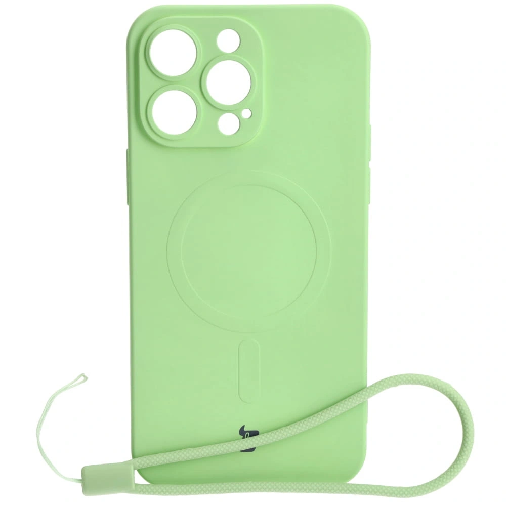 Etui silikonowe z pierścieniem magnetycznym Bizon Case Silicone Magnetic do Apple iPhone 14 Pro Max jasnozielone