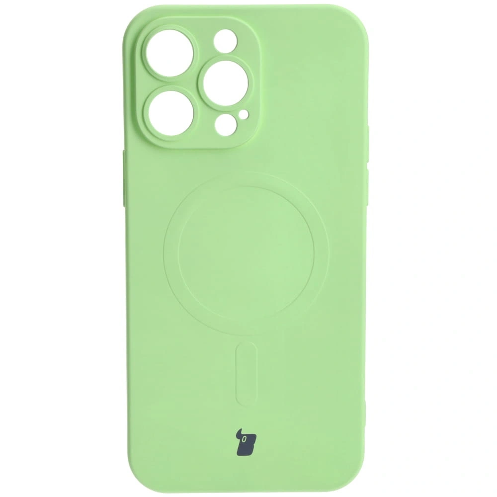 Etui silikonowe z pierścieniem magnetycznym Bizon Case Silicone Magnetic do Apple iPhone 14 Pro Max jasnozielone