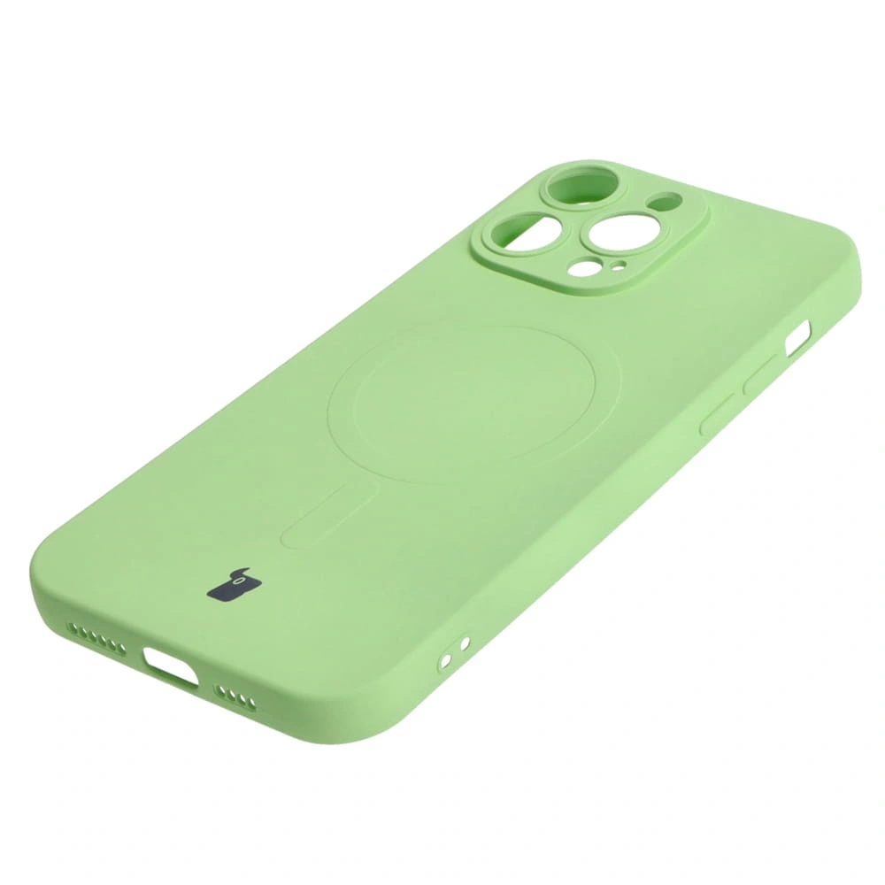 Etui silikonowe z pierścieniem magnetycznym Bizon Case Silicone Magnetic do Apple iPhone 14 Pro Max jasnozielone