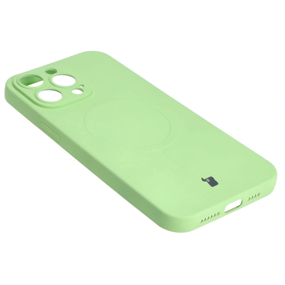Etui silikonowe z pierścieniem magnetycznym Bizon Case Silicone Magnetic do Apple iPhone 14 Pro Max jasnozielone