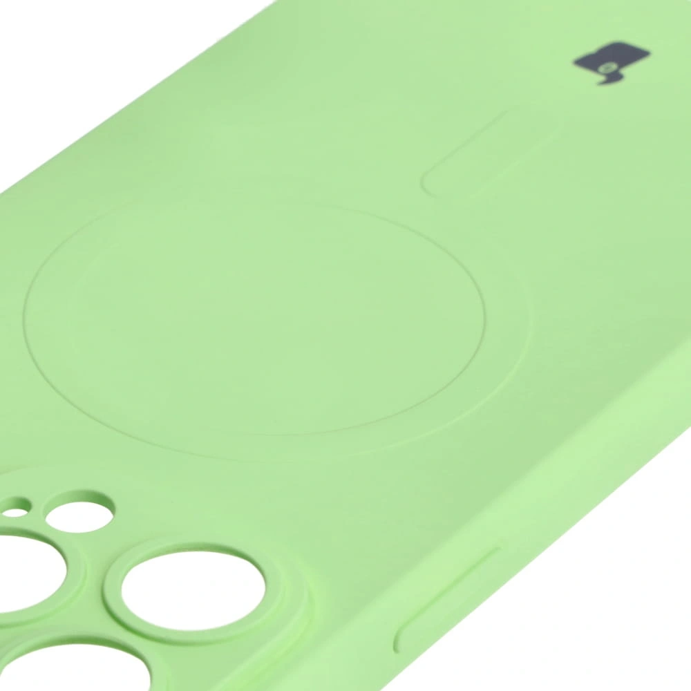 Etui silikonowe z pierścieniem magnetycznym Bizon Case Silicone Magnetic do Apple iPhone 14 Pro Max jasnozielone