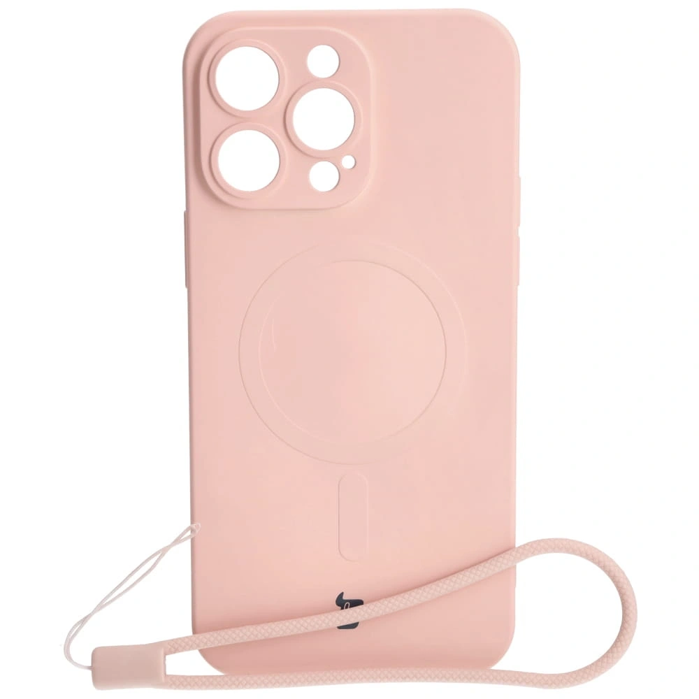 Etui silikonowe z pierścieniem magnetycznym Bizon Case Silicone Magnetic do Apple iPhone 14 Pro Max jasnoróżowe