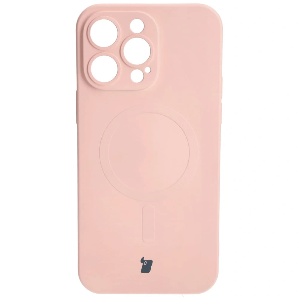 Etui silikonowe z pierścieniem magnetycznym Bizon Case Silicone Magnetic do Apple iPhone 14 Pro Max jasnoróżowe