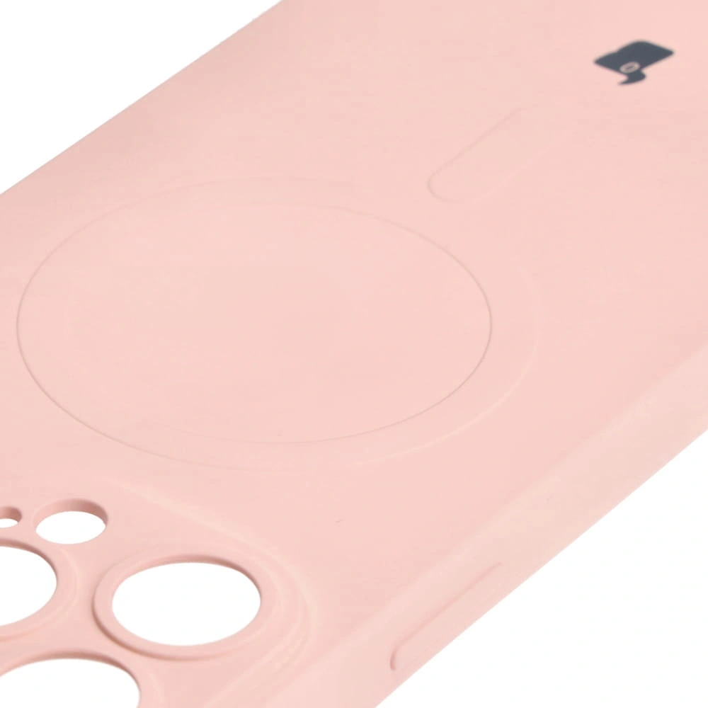 Etui silikonowe z pierścieniem magnetycznym Bizon Case Silicone Magnetic do Apple iPhone 14 Pro Max jasnoróżowe