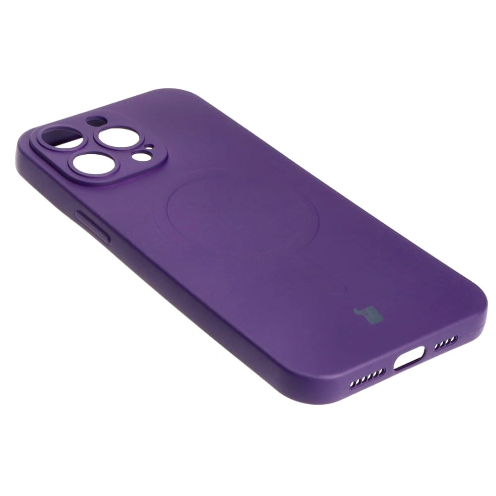 Etui silikonowe z pierścieniem magnetycznym Bizon Case Silicone Magnetic do Apple iPhone 14 Pro Max śliwkowe
