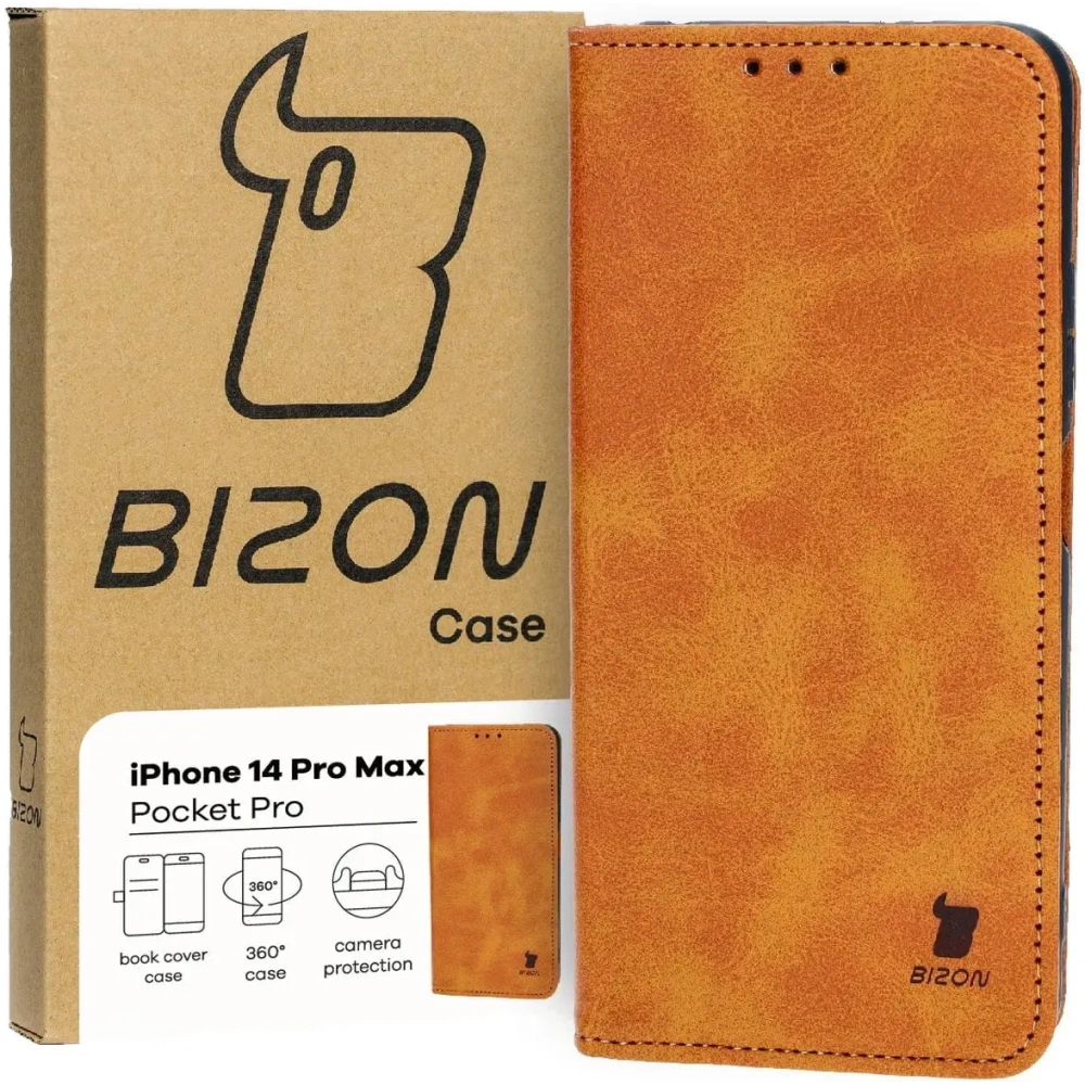 Etui z klapką Bizon Case Pocket Pro do Apple iPhone 14 Pro Max brązowe