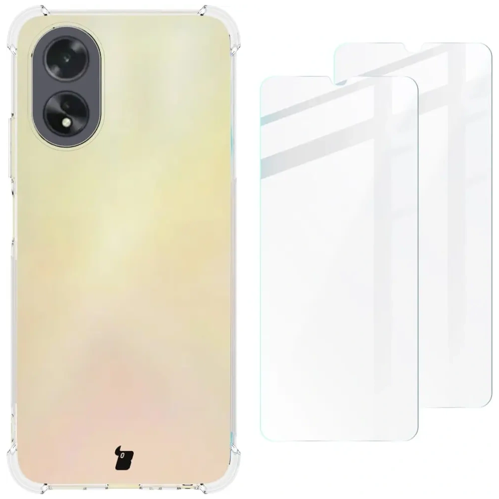 Etui + 2x szkło na ekran Bizon Case Clear Pack do Oppo A38 4G przezroczyste