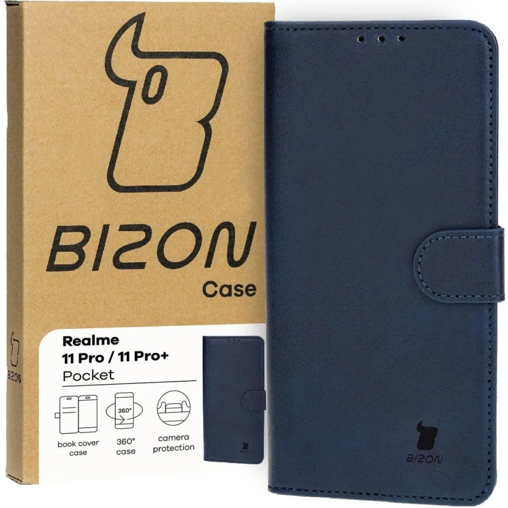 Etui z klapką Bizon Case Pocket do Realme 11 Pro / 11 Pro+ granatowe