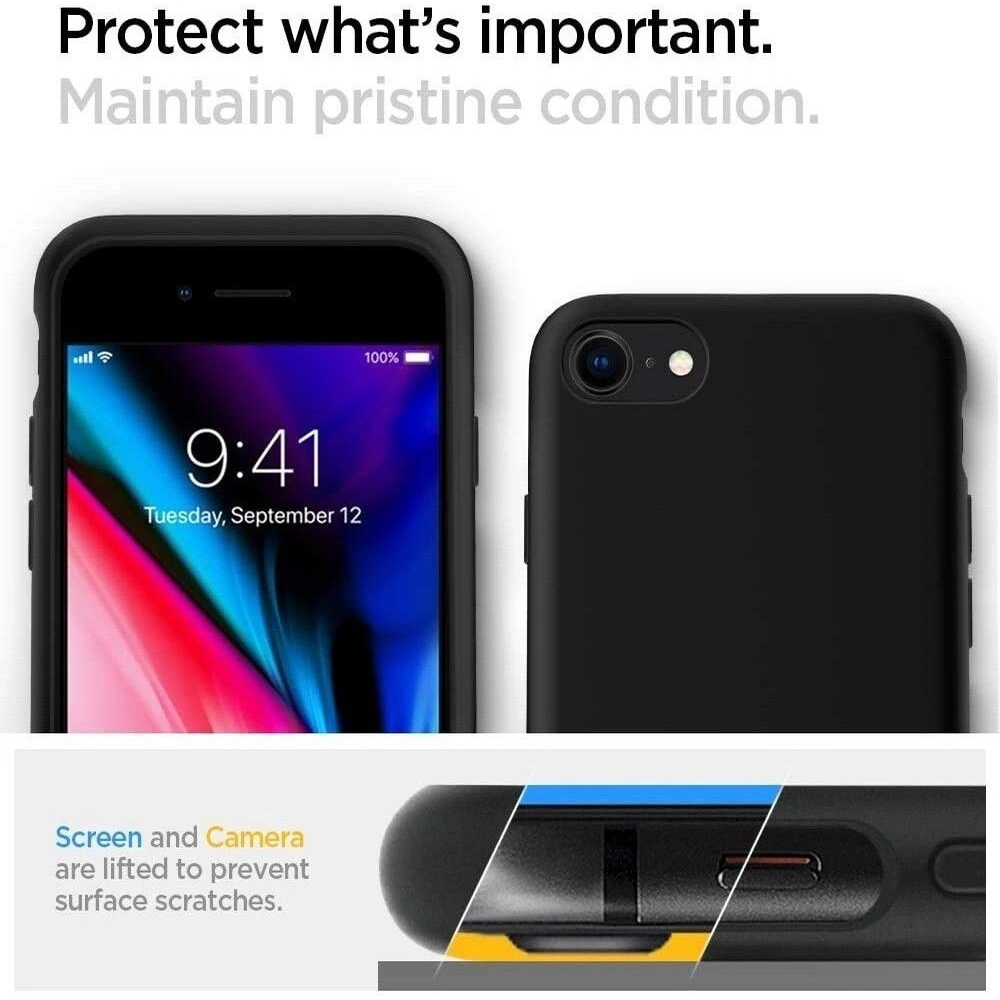 Etui Spigen Liquid Crystal Apple iPhone SE 2022/SE 2020/8/7 Matte Black