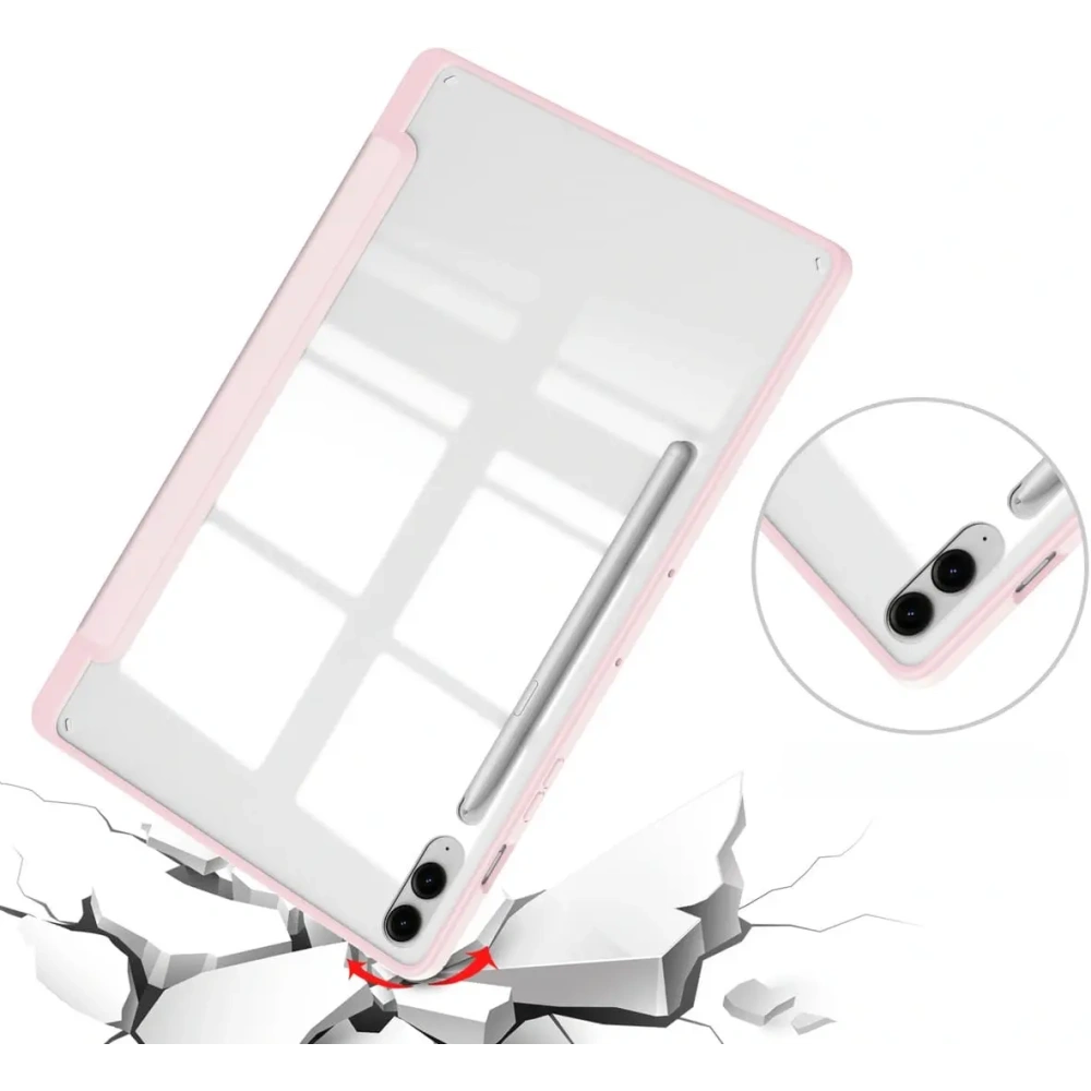 Etui Bizon Case Tab Clear Matt do Samsung Galaxy Tab S9 FE Plus jasnoróżowe