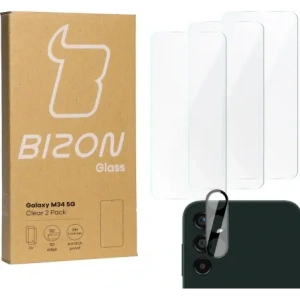 Kup 3x Szkło na ekran + szkło na aparat BIZON Clear do Samsung Galaxy M34 5G - BIZ3713 - {ean13} - Sklep Home Screen