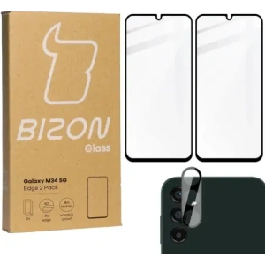 Kup 2x Szkło na ekran + szkło na aparat BIZON Edge do Samsung Galaxy M34 5G - BIZ3714 - {ean13} - Sklep Home Screen