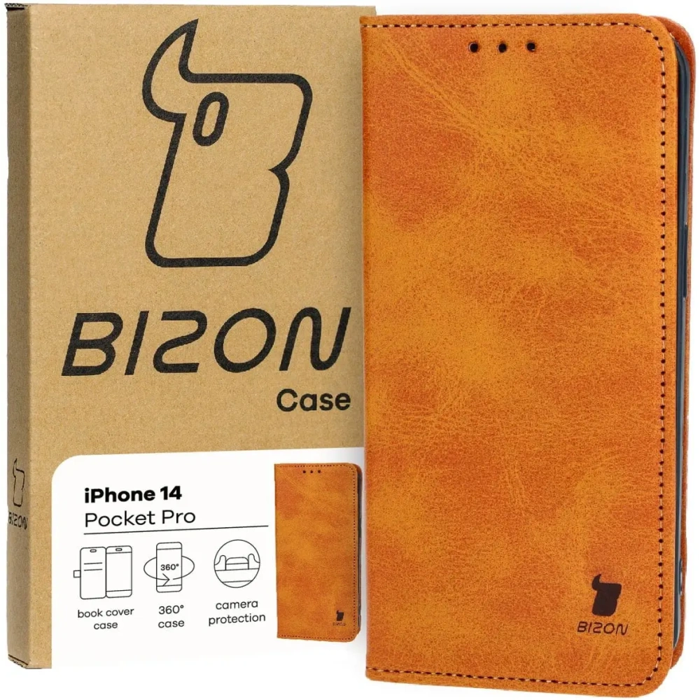Etui z klapką Bizon Case Pocket Pro do Apple iPhone 14 brązowe